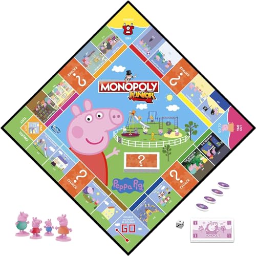 Настольная игра «Монополия: Детская версия» с Пеппой Пиг, для 2-4 игроков, комнатная игра для детей, игрушки и игры Пеппа Пиг, возраст 5+ (Эксклюзив Амазонки) [Параллельный импорт]