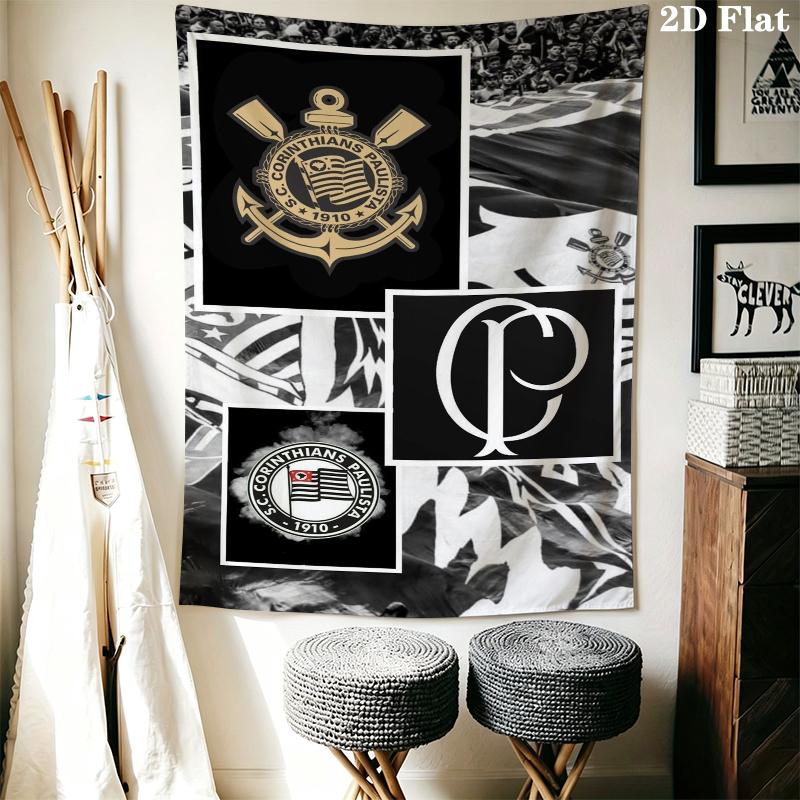 Corinthians Paulistinha Wall Tapestry Aesthetic Wall Hanging Printed Fabric Blanket Decorative Tapestries for Bedroom Living Room Home Decor
