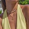 Stainless Steel 18K Gold Plated Necklace Layered Chain Double Stacked Neck Chain Sun Pendant  Beach