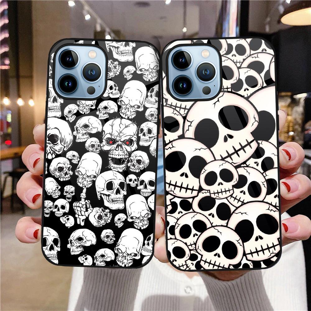 Чехол для телефона с черепом Fundas для Iphone 14 13 11 12 Pro Max Mini Xs Xr X 7 8 6s Plus Se 2022, защитная задняя крышка из закаленного стекла