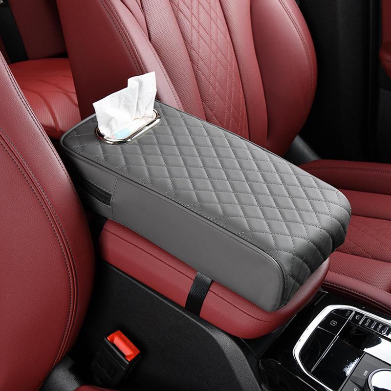 Universal Car Center Console Armrest Cushion Holder PU Leather Armrest Pad Portable Car Amrest Pillow Cover With Tissue Box