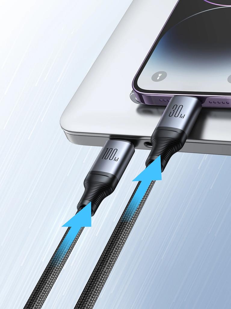 Кабель 2 в 1 Joyroom Speedy Series Sa21-1T2 Usb-C - Usb-C / Lightning 100 Вт 1,5 м черный