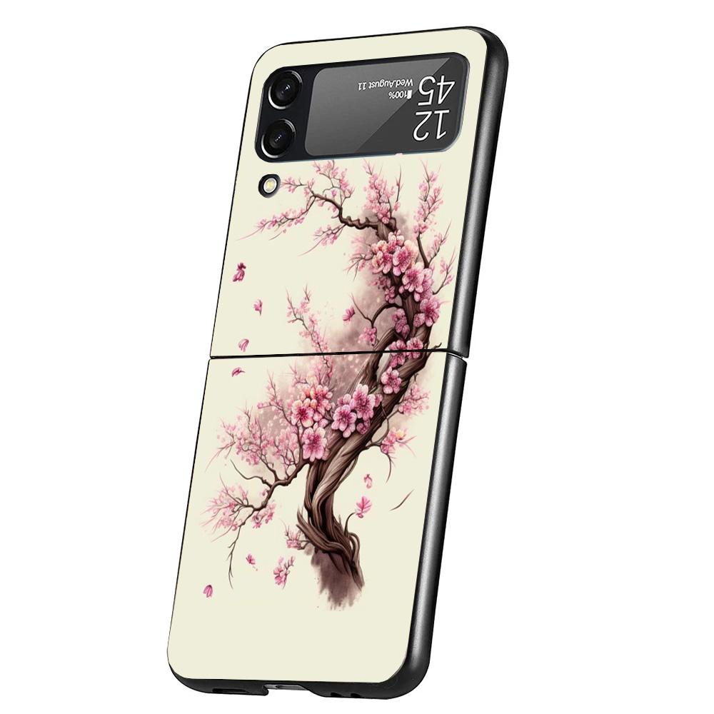 Cherry Blossom Tree Cover Phone Case For Samsung Galaxy Z Flip 7 6 5 4 3 5G Flip7 Flip6 Flip5 Flip4 Flip3 Black Fundas Shell Gal