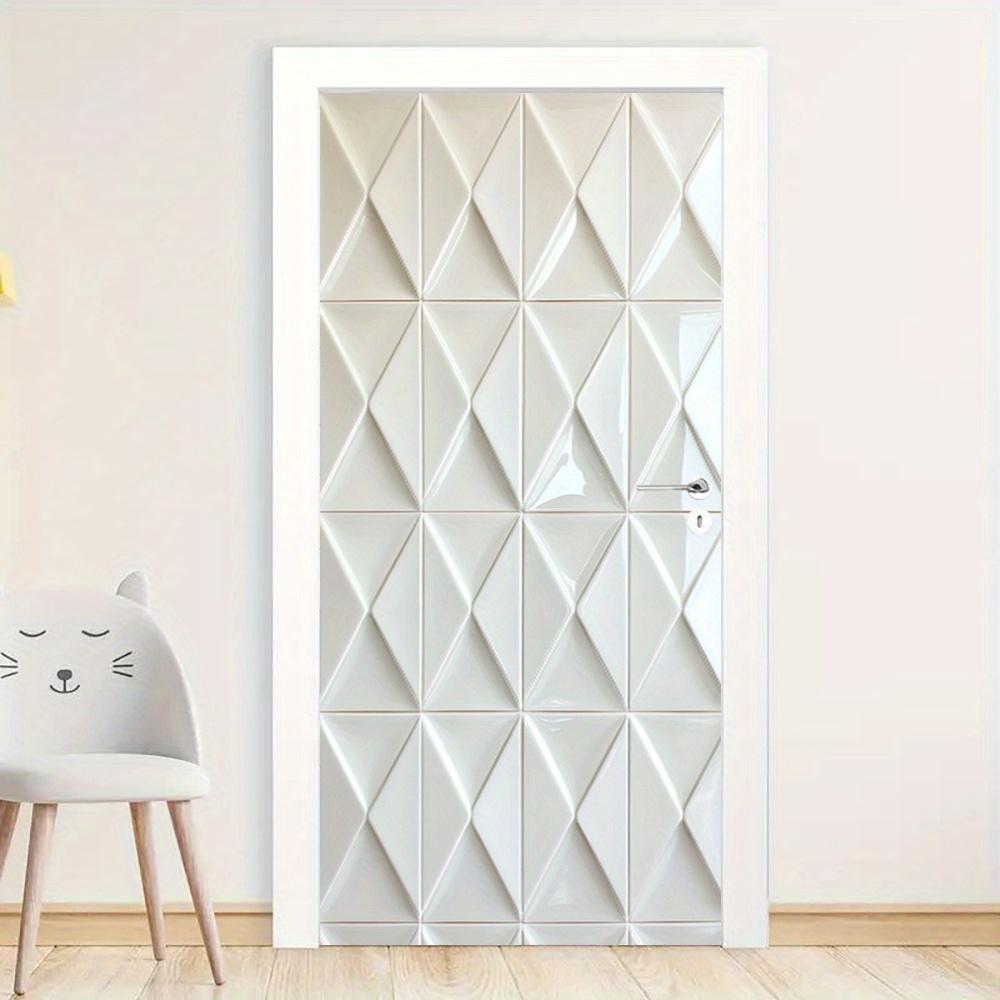 1 шт. Современная геометрическая белая плитка наклейка на дверь, съемная бумажная наклейка на стену, абстрактный художественный узор для спальни, современный прямоугольный дверной постер