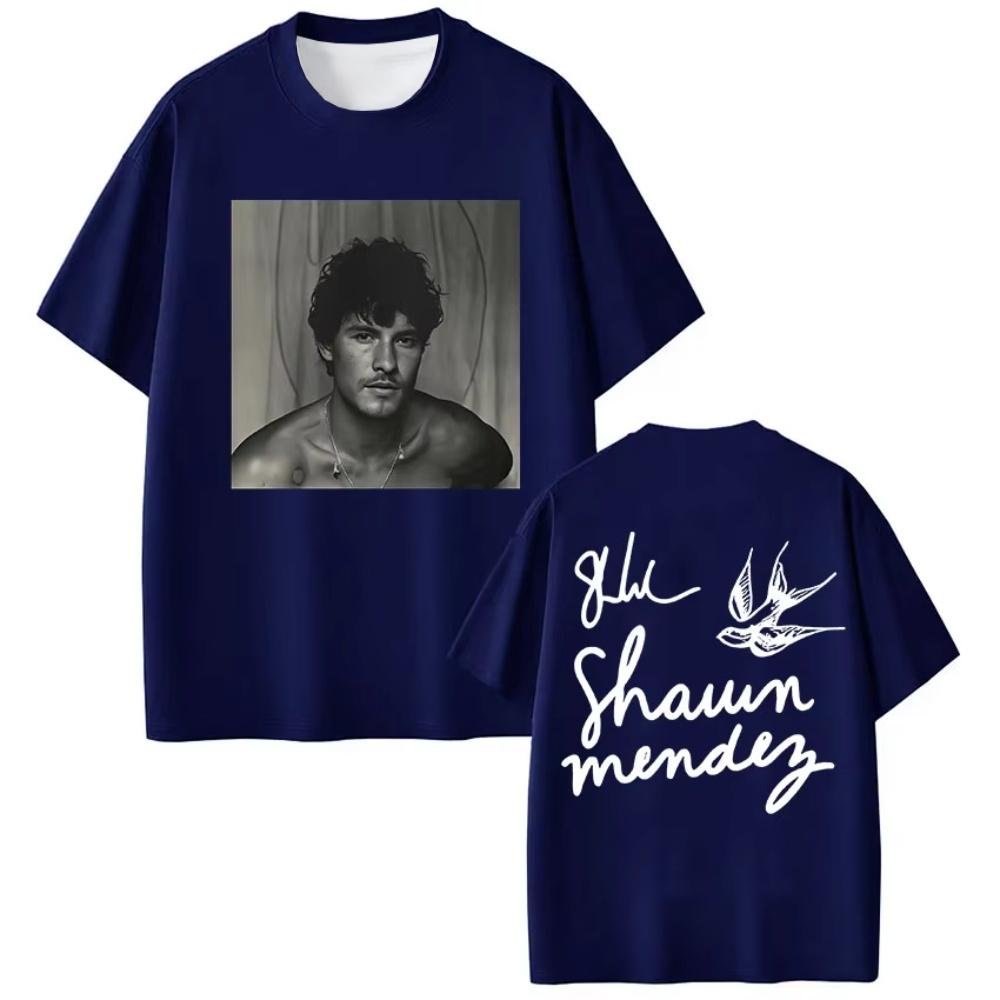 Rapper Singer Shawn Mendes On The Road Again Tour 2025 Album Merch T Shirt Men Fashion Oversized Short Sleeve T-shirt Streetwear