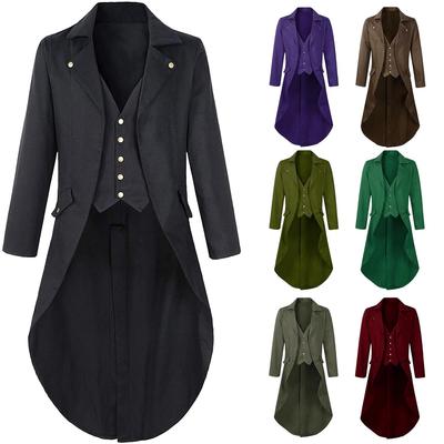 Мужской готический стимпанк фрак викторианское пальто костюм 2024