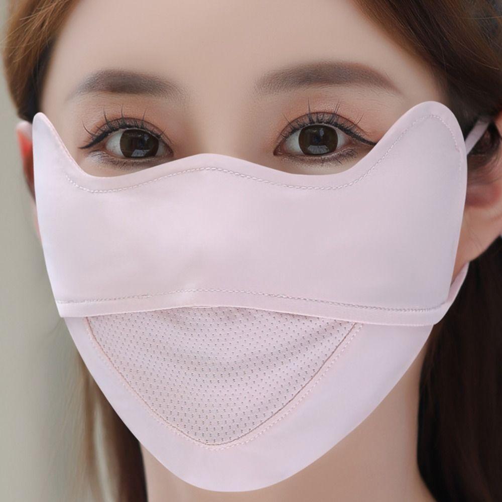 Solid Color Ice Silk Face Scarf Mesh Anti-uv Face Cover Thin Sunscreen Veil  Sports
