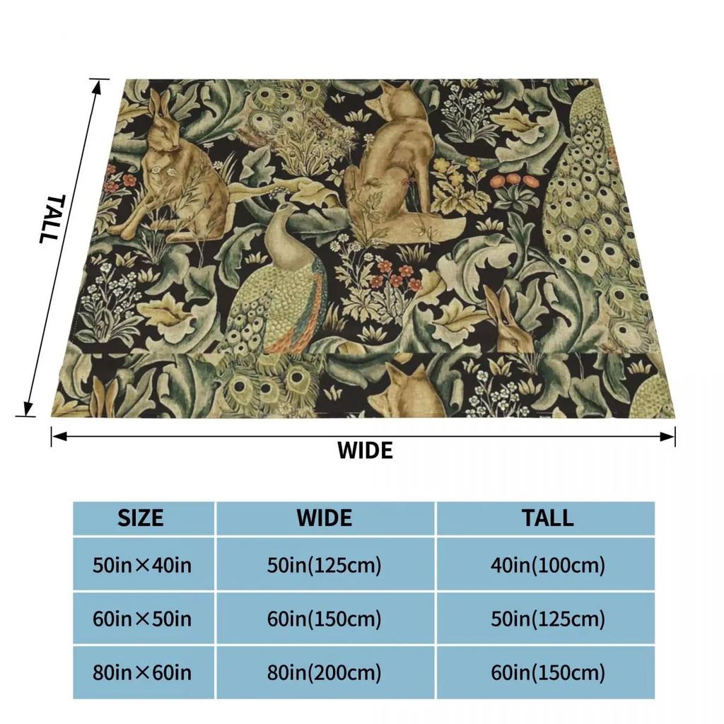 Одеяла из лесной ткани William Morris, дизайнерское фланелевое одеяло с собакой и кроликом, легкое тонкое одеяло для автомобиля, дивана, дивана, одеяла для спальни