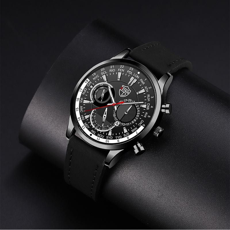 Модные мужские часы класса люкс для мужчин, деловые кожаные кварцевые наручные часы, мужские повседневные спортивные часы с браслетом и светящимися часами