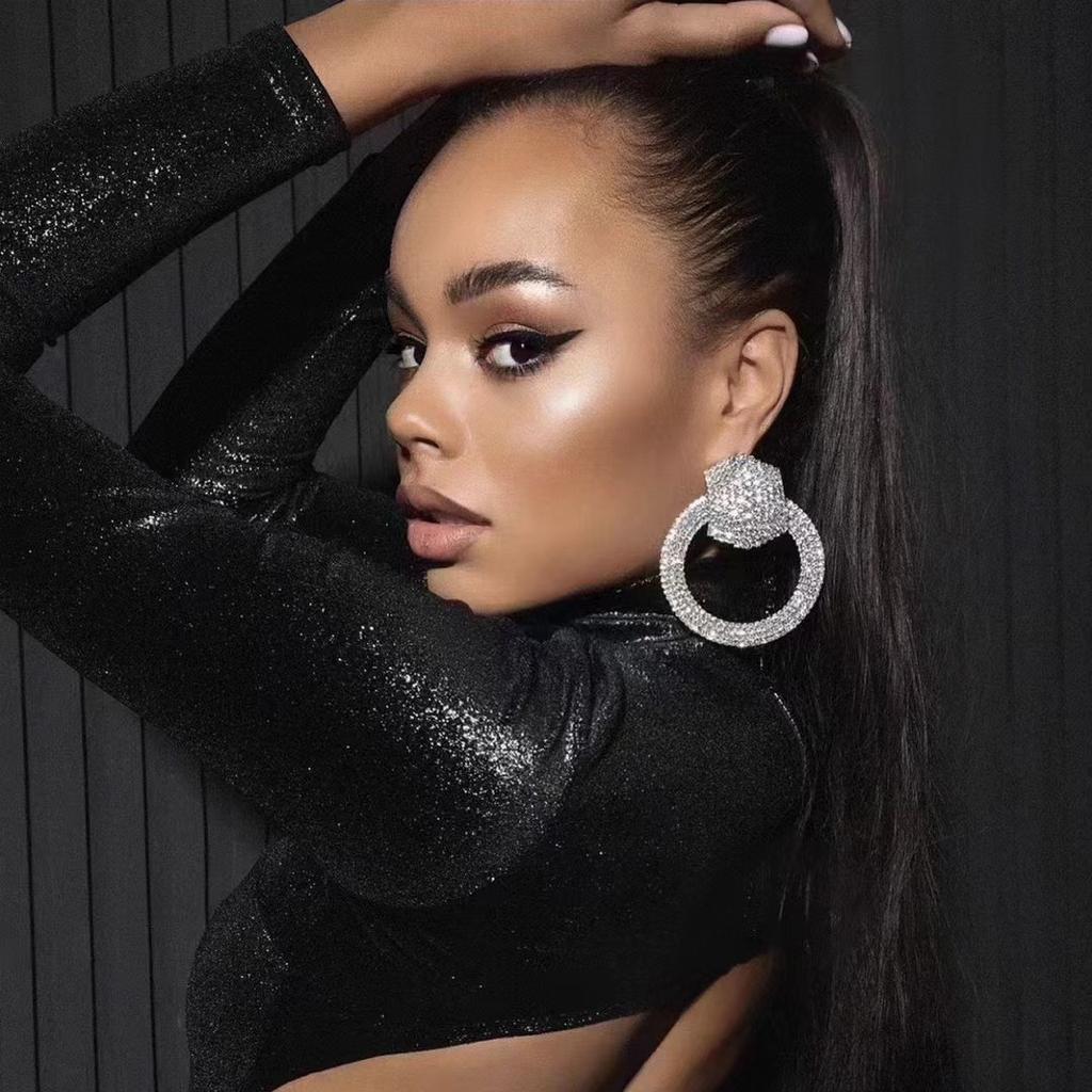 Черные невыцветающие круглые серьги с электрофорезом для женщин, персонализированные преувеличенные большие круглые серьги