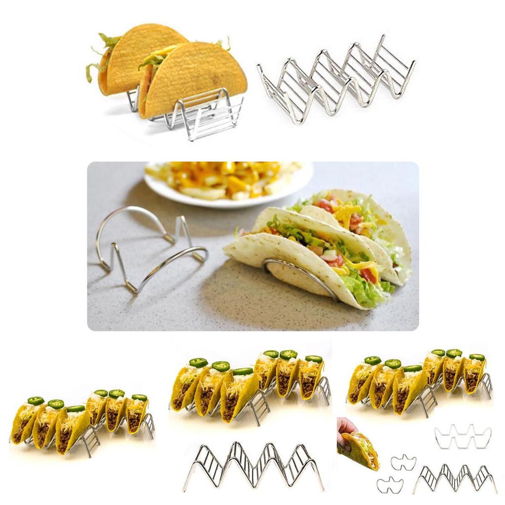 Premium Food Grade Stainless Steel U-shaped 2-slot Taco Rack For Tables