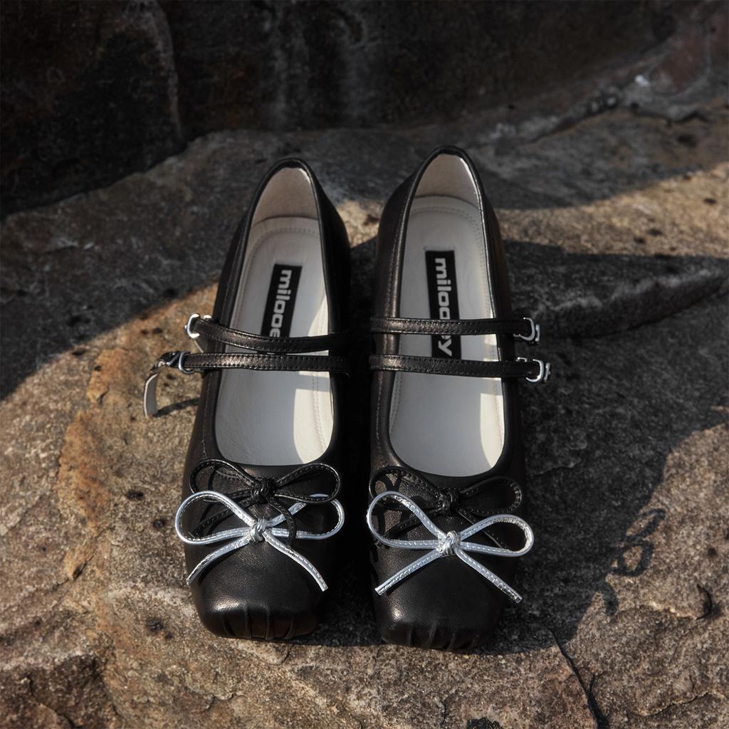 [Bailey Ballet Mary Jane] French Square Head Bow Inner Height Increase 2025 Autumn New Mary Jane Single Shoes Women