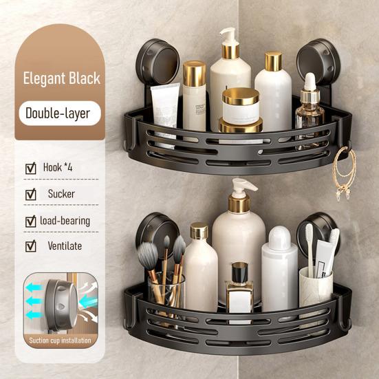 Настенный стеллаж для ванной комнаты без сверления, угловая полка на прочных присосках, нержавеющий органайзер для душа, экономичный по месту, треугольная полка для ванной