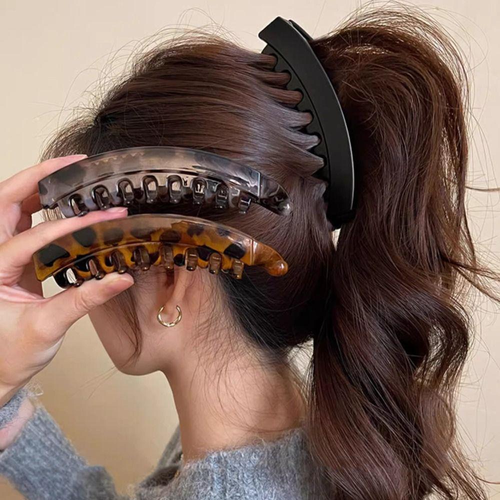 Geometric Acetate Banana Clip Acetic Acid Vertical Clip Leopard Print Hair Clip Female
