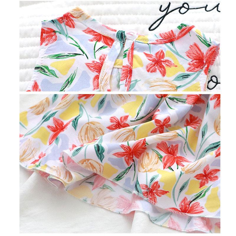 Новое летнее платье без рукавов с цветочным принтом для девочек ясельного возраста, милое дышащее свободное покрой легкое повседневное платье