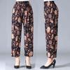 Women's   Summer Ice Silk Home Pants Loose Printed Jogger Pants High Waist Thin Casual Cropped Pants