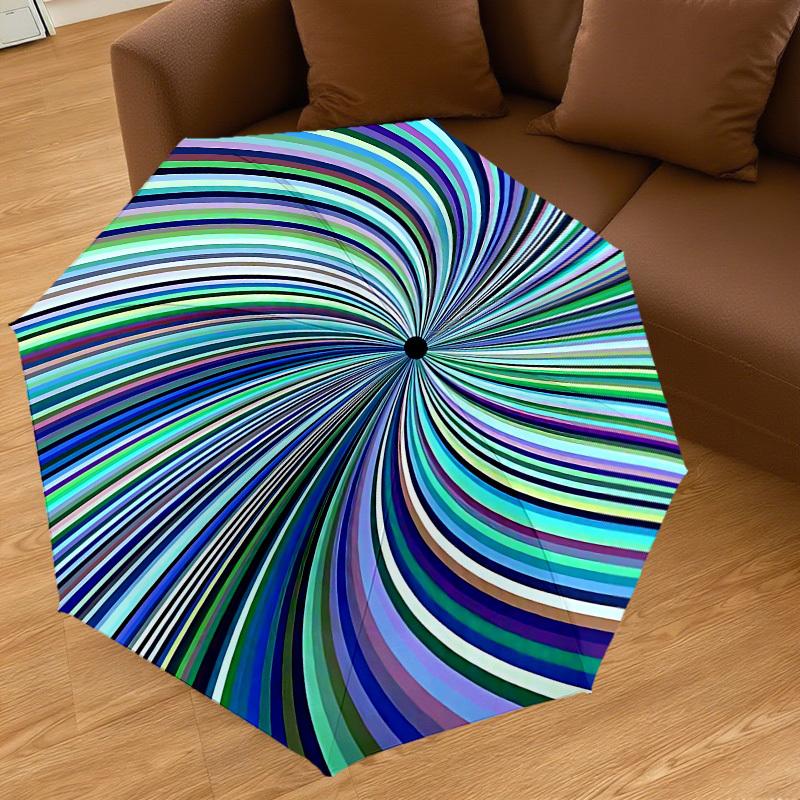 1pc twirl psychedelic Automatic Open/Close Umbrella with Windproof, 8-Rib Sturdy Canopy, Durable Ribs, Fashionable Design1234A