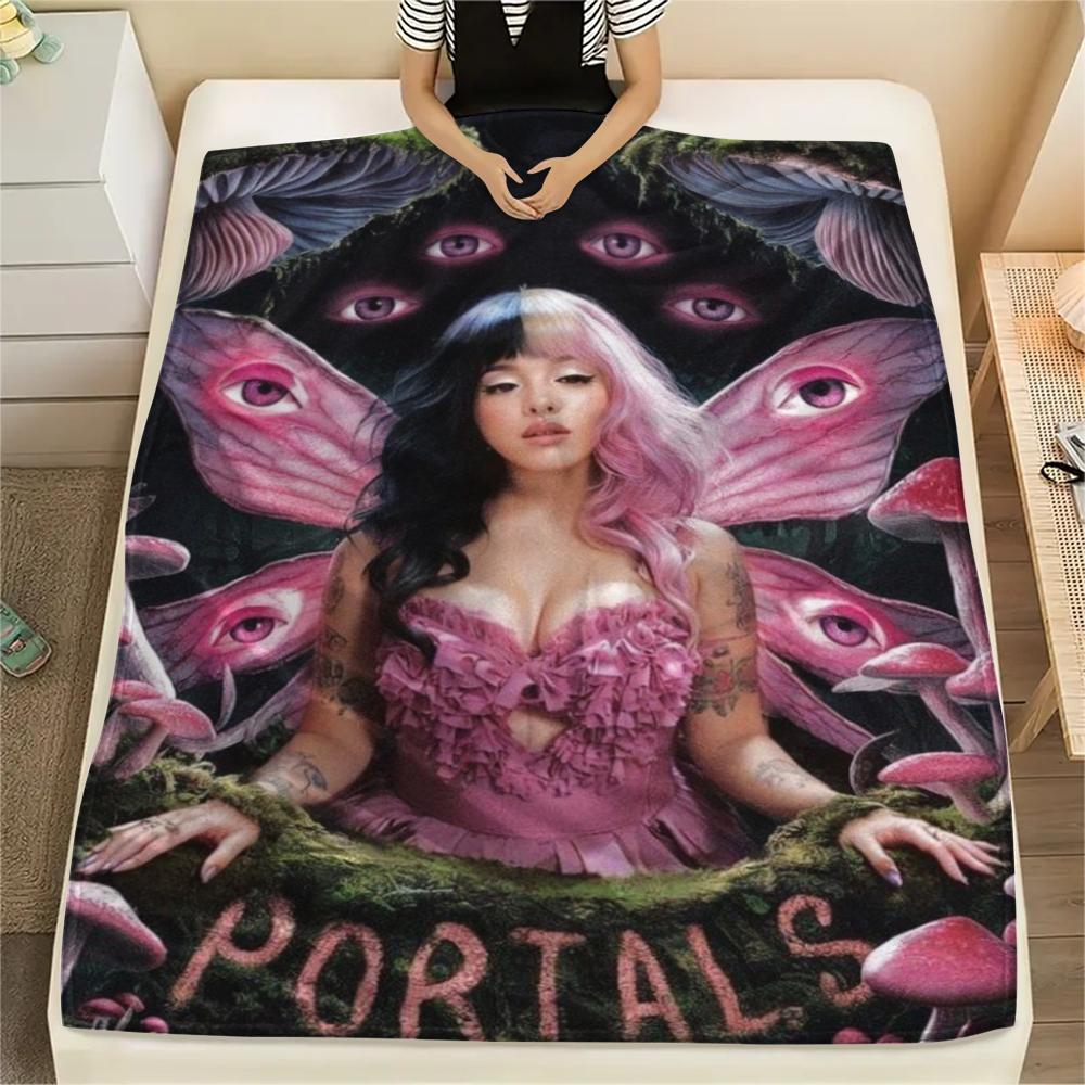 1PC Melanie Martinez Print Flannel Blanket, High quality Comfortable for All Seasons, Home Decor, Warmth and Comfort, Perfect for Christmas Gifts