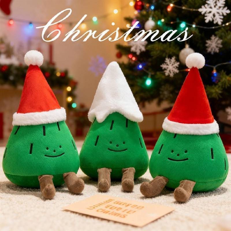 Themed Christmas Pine Tree Plush Toys Short Hair Material Children Playroom Doll