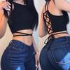 Spot EBay New Women's Clothing Camisole Back Hollow Lace-up Midriff-baring Bottoming Top