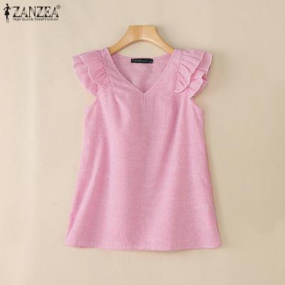 Женские повседневные летние майки без рукавов в полоску с V-образным вырезом