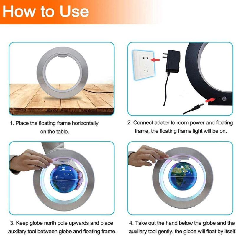 4 Inch Magnetic Levitation Globe Creative Home Office Ornaments Birthday Gift Us Plug