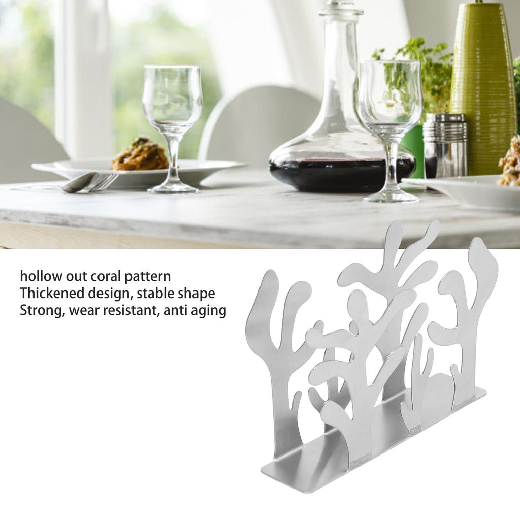 Coral Napkin Holder Iron Art Vertical Napkin Holder Multifunction Metal Napkin Holder Desktop Storage Rack for Bar Hotel