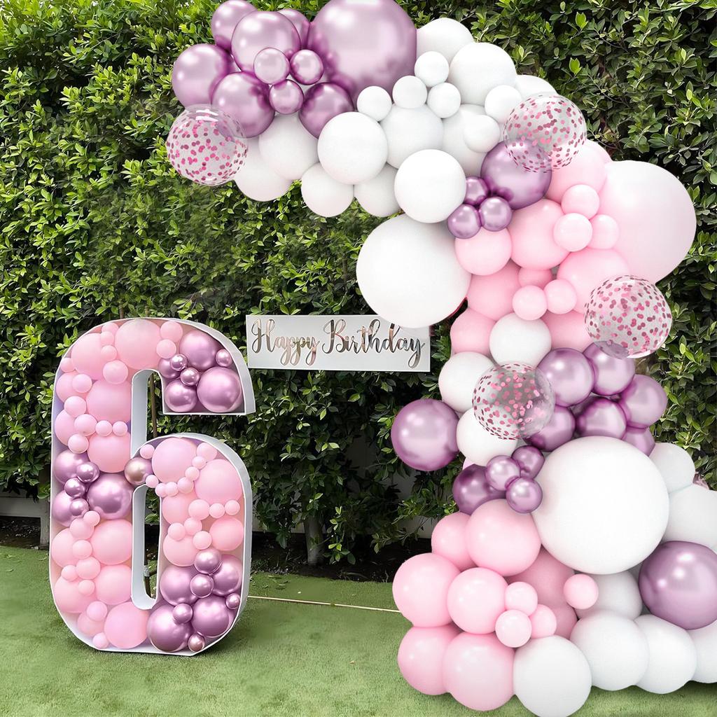 Pink White Balloon Garland Arch Kit Wedding Birthday Party Decorarion Kids Girl Baby Shower Party Supplies Confetti Latex Ballon