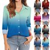 Women's T Shirt Tee Prints Womens Long Sleeve Button Shirt Blouse Casual Tops