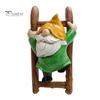 3Pcs Hanging Gnome Figurine Ladder Climbing Colorful Faceless Dwarf Resin Statue Sculpture Desktop Garden Decoration Ornament Festival Gift