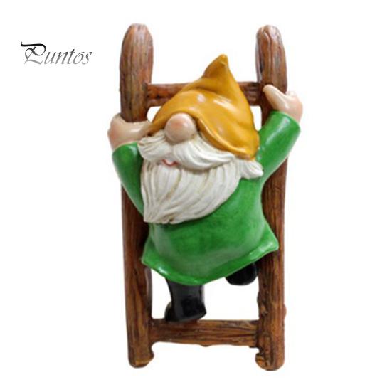 3Pcs Hanging Gnome Figurine Ladder Climbing Colorful Faceless Dwarf Resin Statue Sculpture Desktop Garden Decoration Ornament Festival Gift