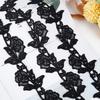 GORGECRAFT 5 Yards Floral Boho Lace Applique Trim 3.2" Wide Black Flower Embroidery Lace Edge Trimmings Embroidered Ribbon for DIY Sewing Crafts