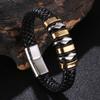 Punk Black Leather Wrap Bracelet For Men Metal Clasp Fashion Bangle Men Bracelet BB1332