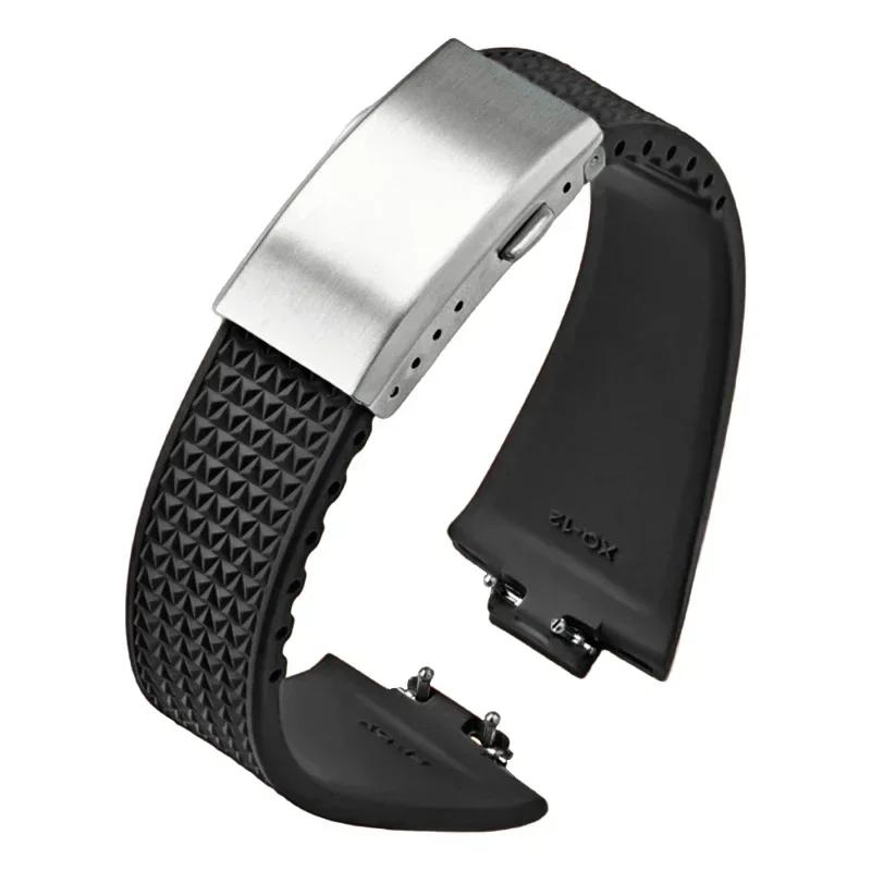 Фторкаучуковый ремешок для Tissot PRX Series Super Player 35 мм 40 мм FKM Женский Мужской Быстросъемная Складная Пряжка Ремешок для часов 11 мм 12 мм