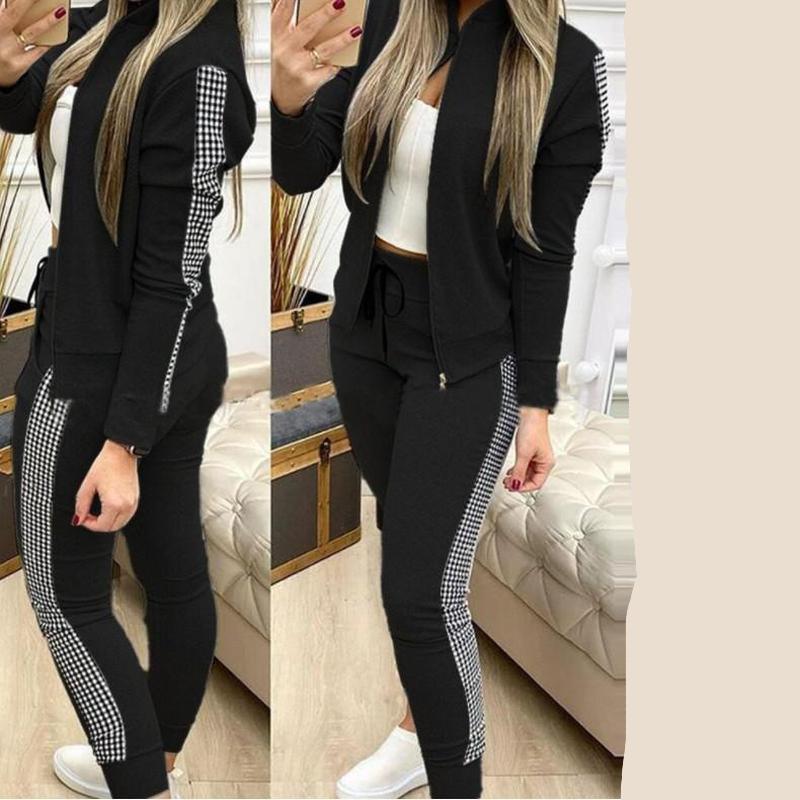 Женский комплект из двух предметов, весенне-осенний повседневный спортивный костюм, пальто + комплект брюк