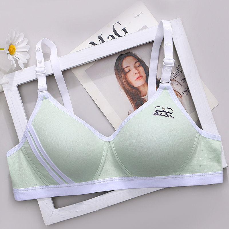 Нижнее белье для студенток из чистого хлопка без стального кольца, корейский стиль, для старшеклассниц, чашка AB, тонкий бюстгальтер, летние сборы, стереотипный маленький бюстгальтер