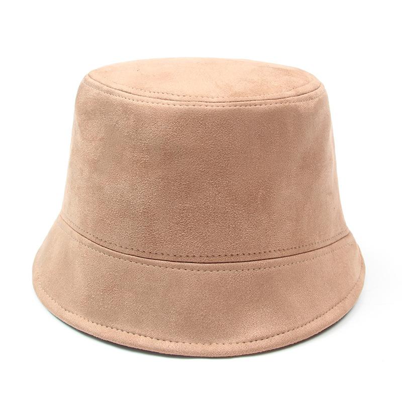 Hat Women's Autumn and Winter Solid Color Suede Fisherman Hat Ins Face Showing Small Bucket Hat Japanese Style Basin Hat for Men