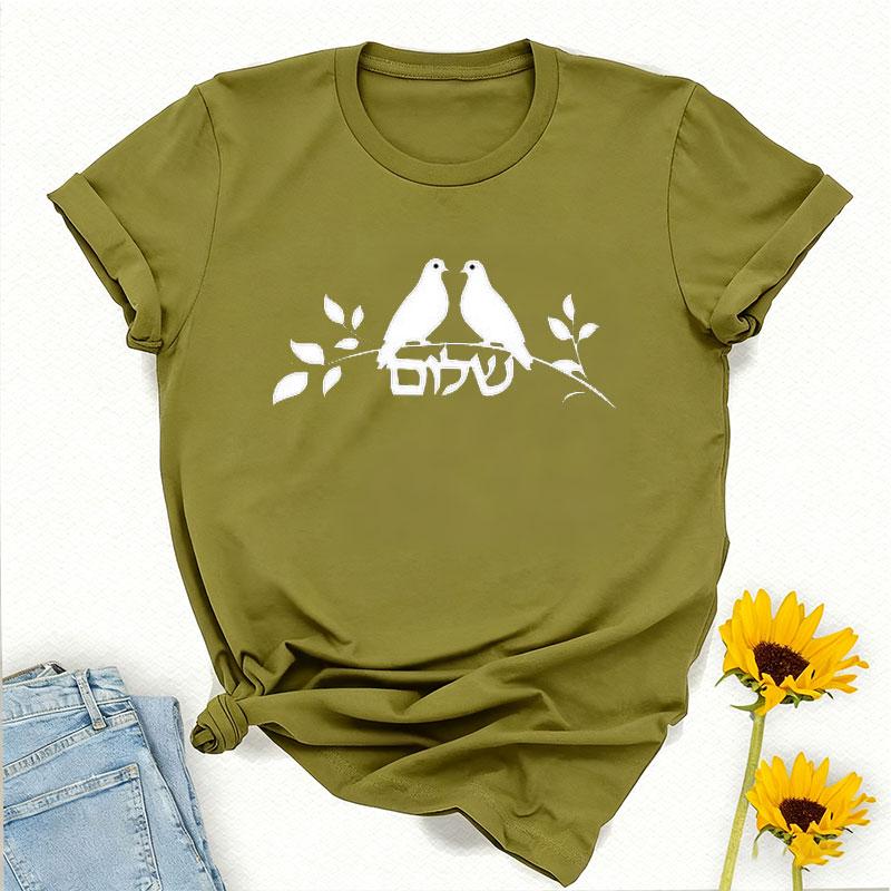 Jewish Hebrew Symbols for Religious Gift for Hanukkah Celebration Tee Simple Style Printed Tshirt Tops Regular Short Sleeve