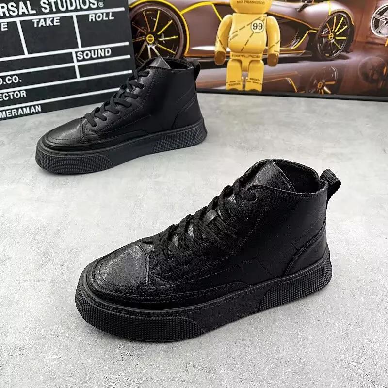 Высокие кроссовки мужские дизайнерские ботильоны модные повседневные из микрофибры и кожи верх увеличенной высоты плоская платформа сандалии обувь