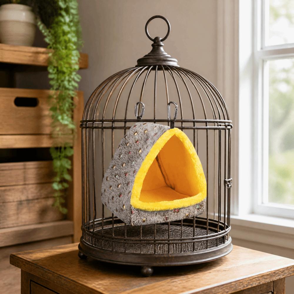 Plush Material Bird Hammock House Support Board Plush Bird Bedding Bird Roost House  For Parrot