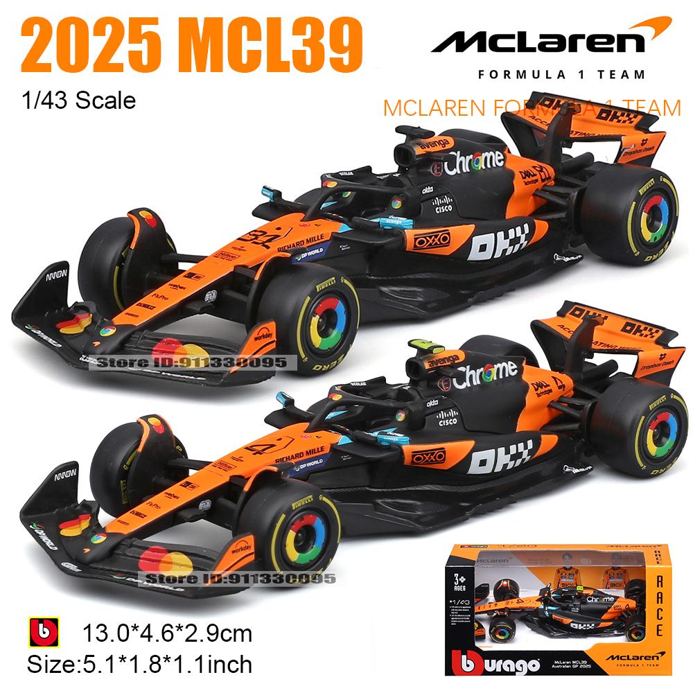 Ббураго 1:43 F1 McLaren McLaren39 Чемпион Игрок №4 Ландо Норрис №81 Оскар Пиастри Металлический Литой Игрушечный Коллекционный Модель Автомобиля