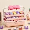 Hair Accessories Storage Box with Handle Large Capacity 3 Layers Design Dustproof Organizer Box Jewelry Hair Clips Container