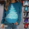 Women Autumn Tops Loose Colorful Christmas Tree Print Causal Long Sleeve T-shirt Top Blouse