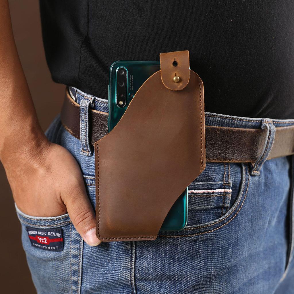 Чехол для телефона EDC из натуральной кожи - мужской защитный чехол для ношения на талии