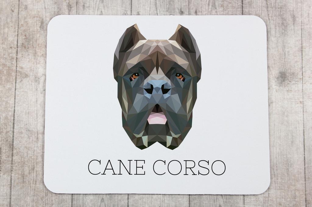 Cane Corso Italiano -Geometryczna Podkładka Ze Zdjęciem I Napisem Pod Mysz Art-Dog