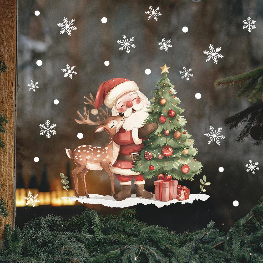 Christmas Decorations Santa Elk Glass Windows and Windows Landscaping Window Stickers Uv Static