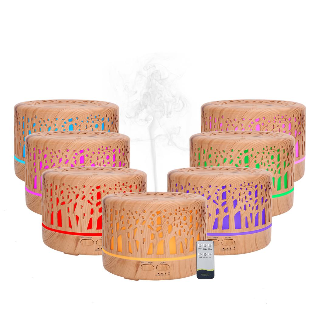 700 мл полая деревянная зернистость увлажнитель воздуха арома диффузор 7 цветов света увлажнитель (110‑240 В)AU Plug