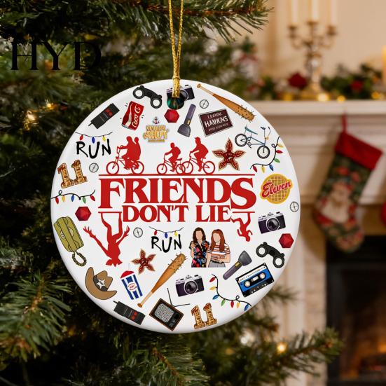 Decorative Christmas Accessory Friends Don't Lie Ornament Funny Acrylic Xmas Tree Hanging Decoration Party Holiday Gifts for Family Fans Secret Santa