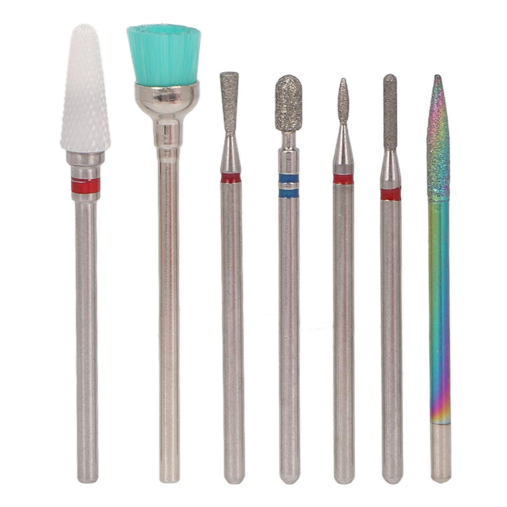7pcs Ceramic Nail Drill Bit Rotatable Polishing Shaping Portable Cuticle Remover Bits for Nail