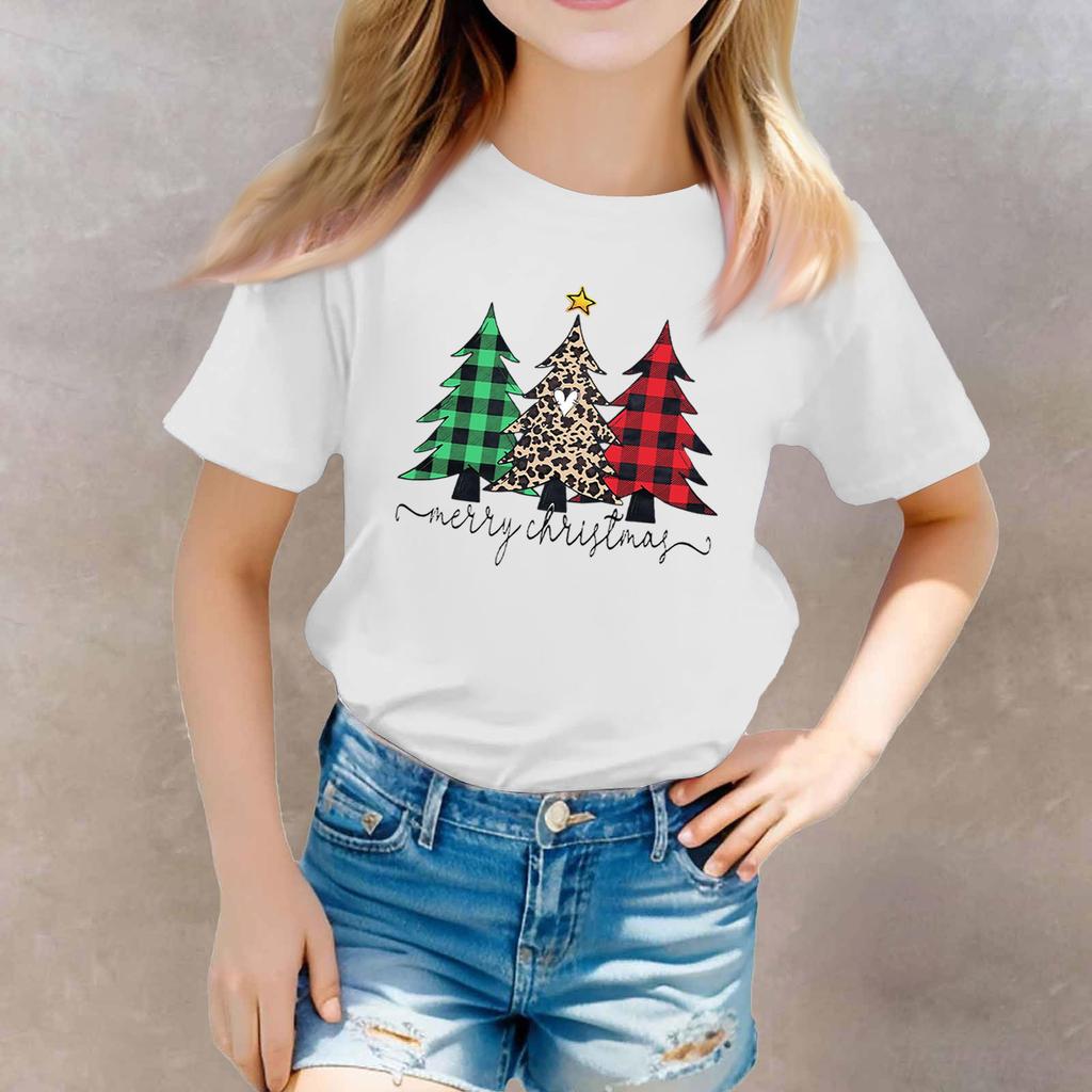 Christmas Day Toddler Girl Boy T-Shirts Kids Top Boys And Girls Printed Short Sleeved T-shirt